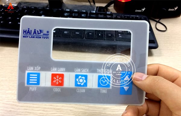 địa chỉ làm tem mặt Pet/ tem nhựa nút nổi/ tem phím bấm điều khiển tại TP HCM 