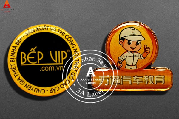 Nhận sản xuất tem nhựa phủ keo Epoxy, tem Epoxy giá rẻ 